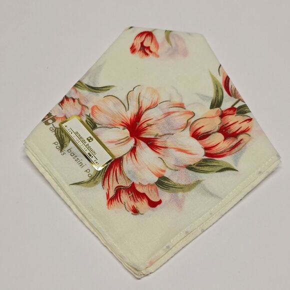 Arnaldo Bassini Vintage Cotton Floral Tulip Handkerchief Neckerchief Bandana NWT - Picture 2 of 9